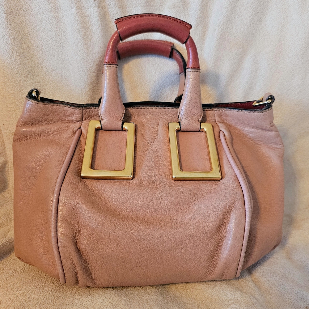 Chloe Ethel Handbag In 🩷Pink+Red❤️ Leather